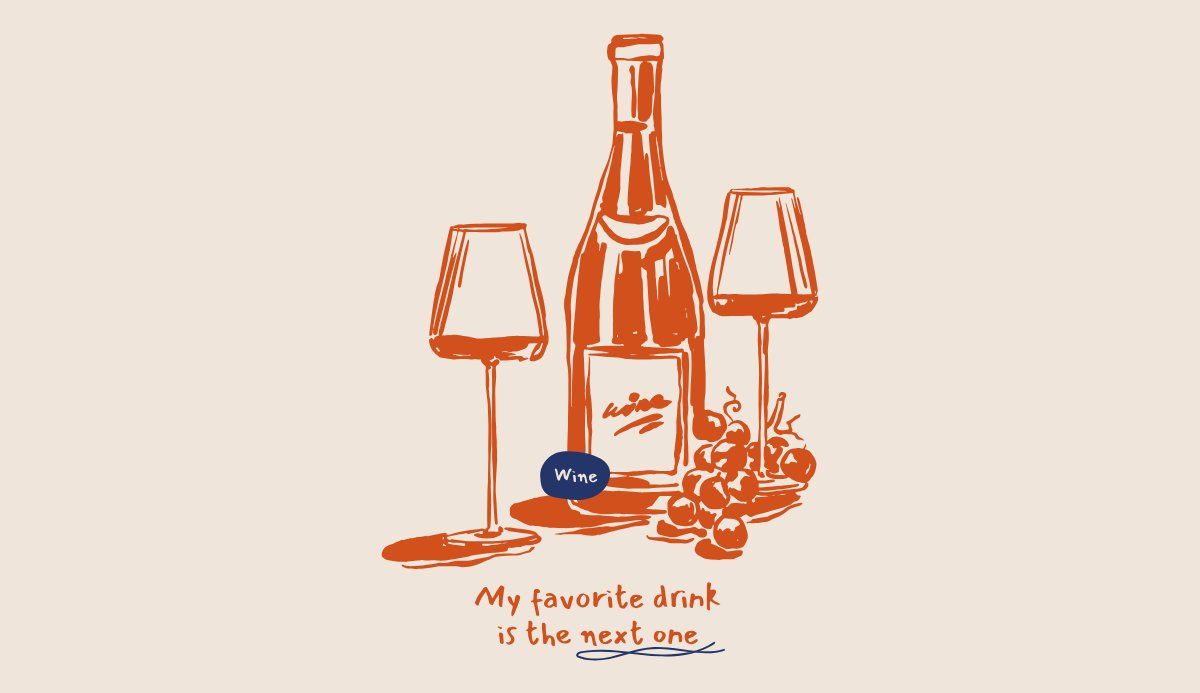 Wine Time Sketch Inductiebeschermer