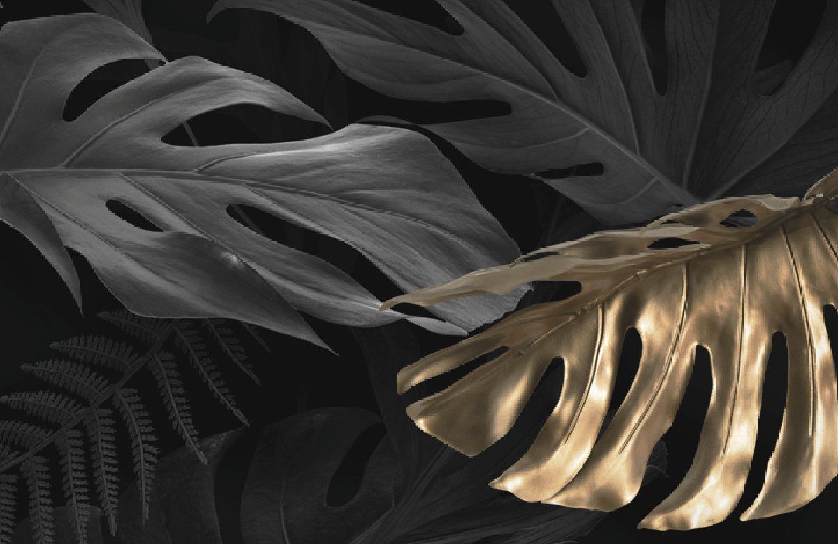 Golden Monstera Night Inductiebeschermer