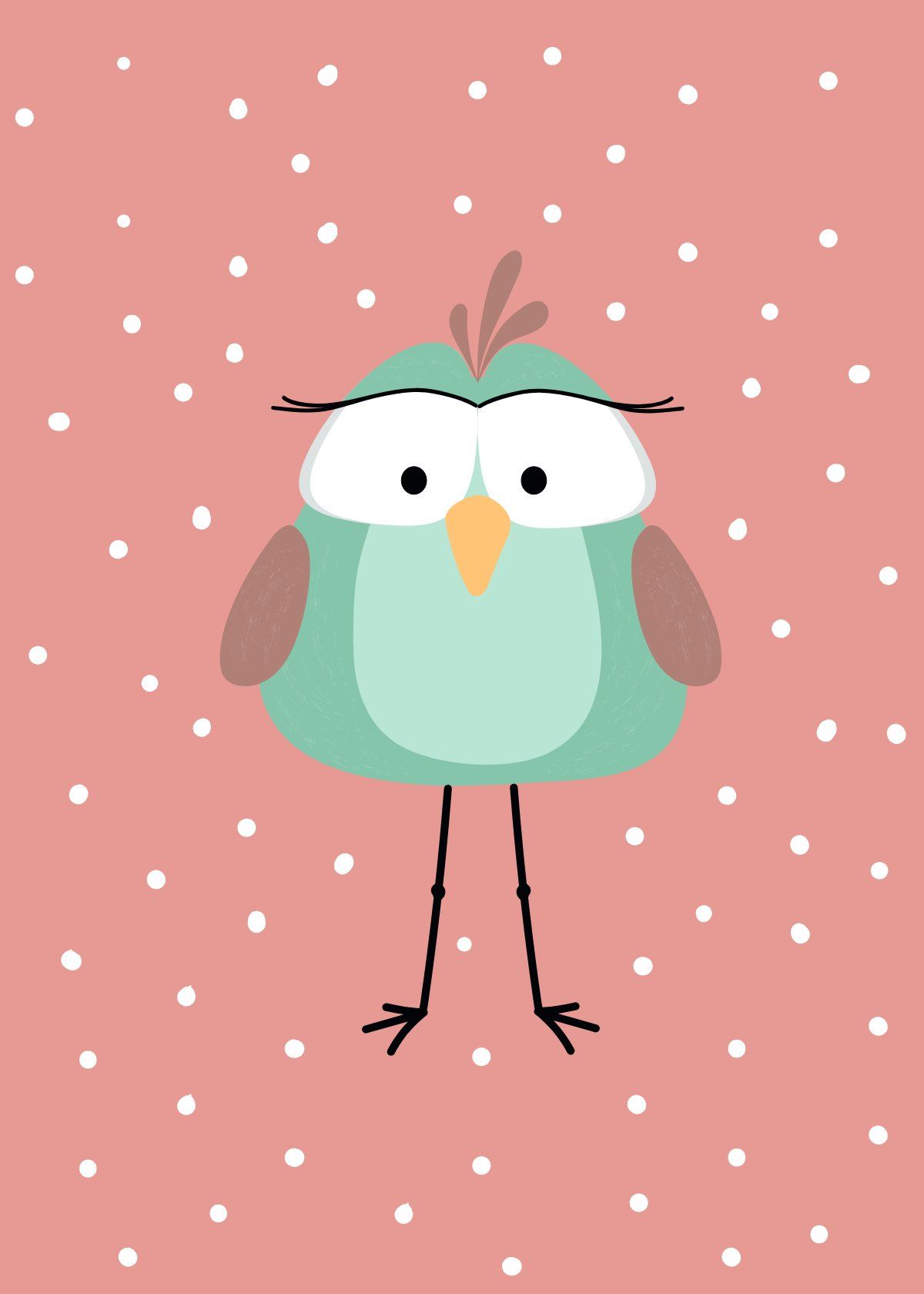 Grappig Vogeltje Roze Muurcirkel