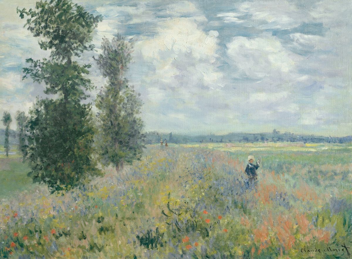 Klaprozenveld bij Argenteuil - Claude Monet Canvas schilderij