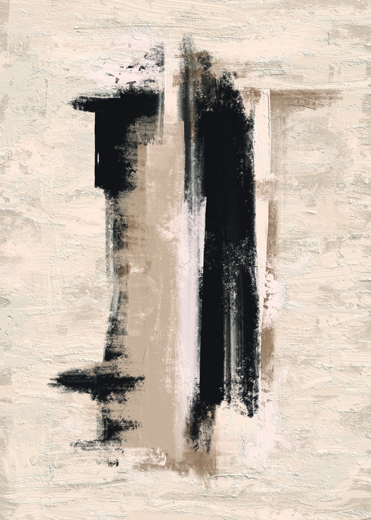 Abstract Zwart Beige Muurcirkel