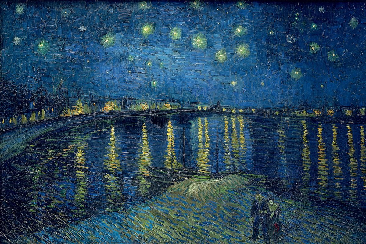Sterrennacht boven de Rhône Spatscherm